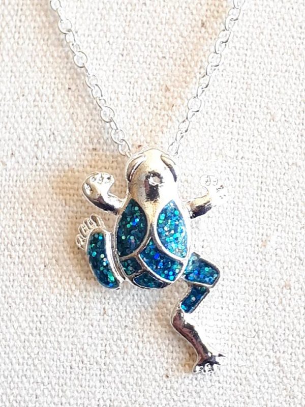 LJCN21 Blue Frog Necklace