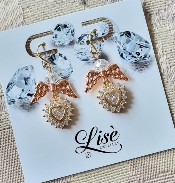 LJCE77 Clear Angel Heart Earrings