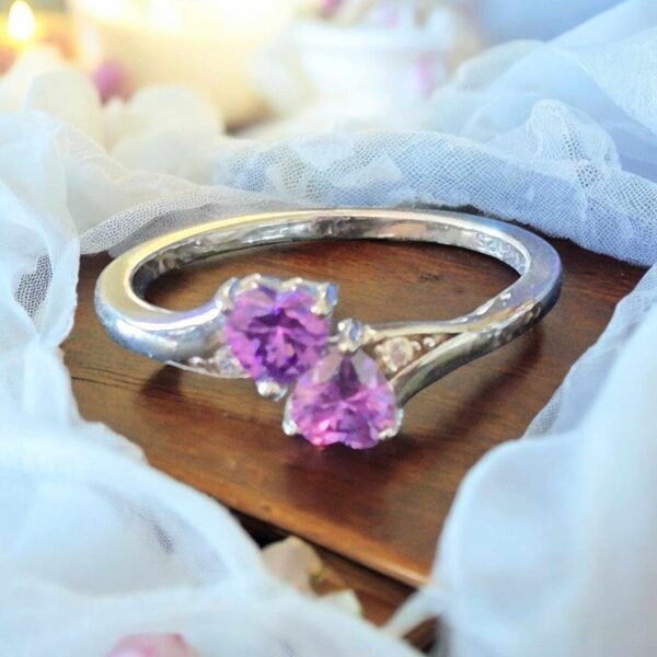 LJSSR586 Double Purple CZ Heart Ring