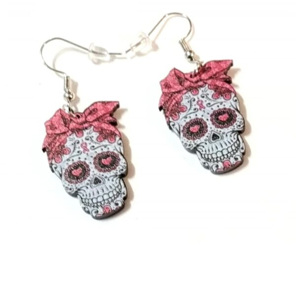 Pink Skull Earrings