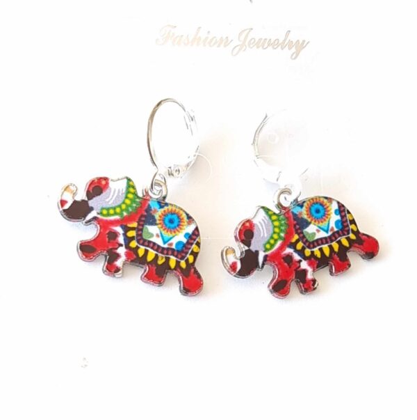 LJCE44 Costume Red Elephant Earrings