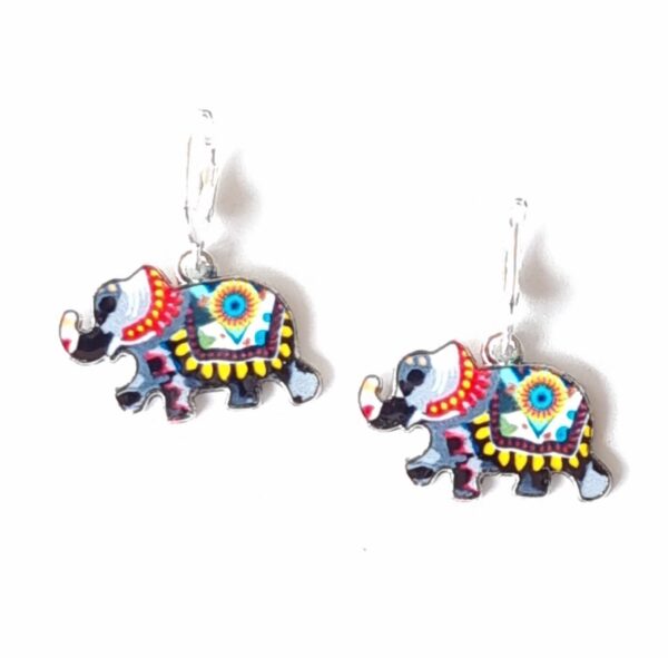 LJCE43 Costume Grey Elephant Earrings