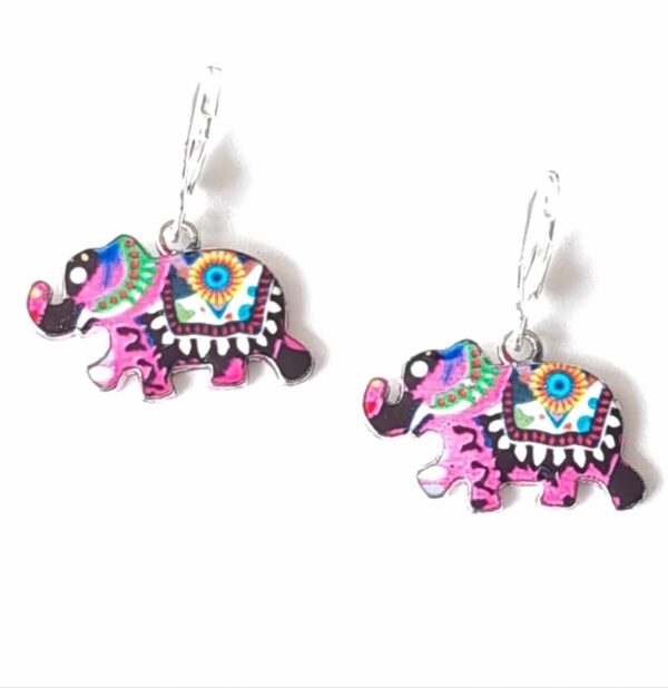 LJCE45 Costume Pink Elephant Earrings