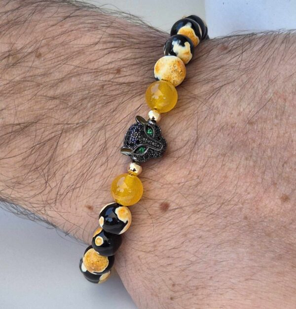 LJMJ76 Men's Yellow Jade & Gemstone Bracelet.