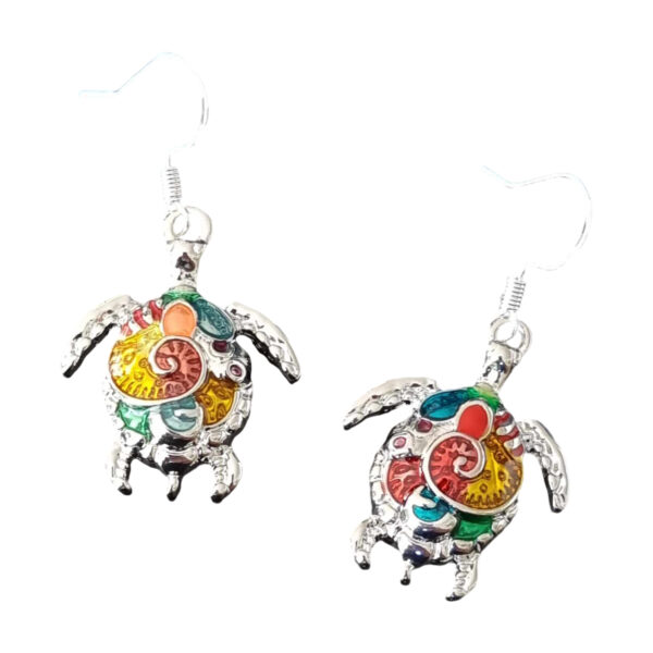 LJCE36 Multi Coloured Turtle Earrings