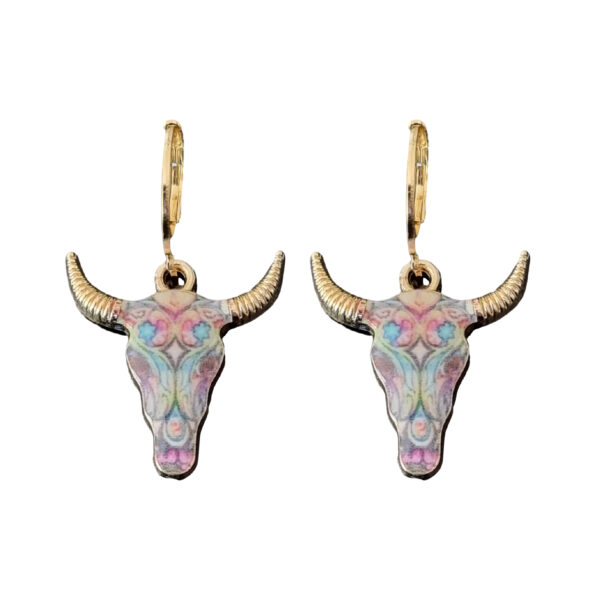 LJCE23 Bull Skull Earrings