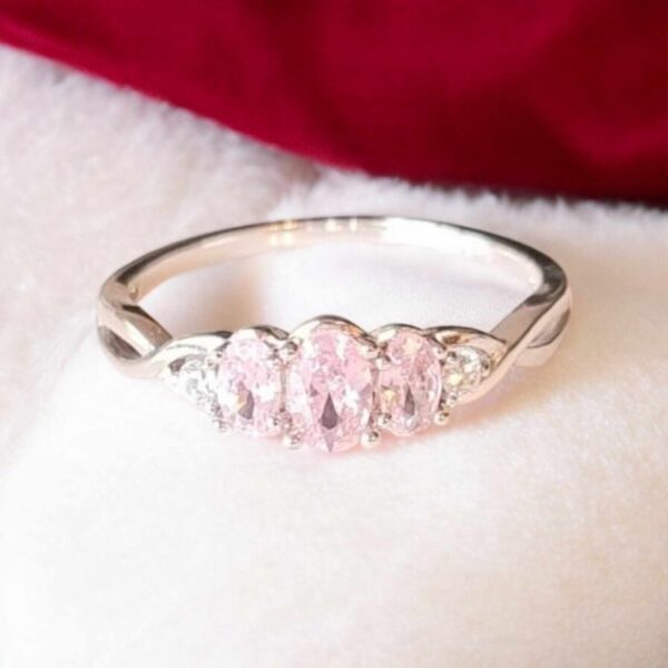 LJSSR78 Pink CZ Sterling Silver Ring