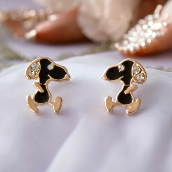 LJCE509 Black Snoopy Earrings