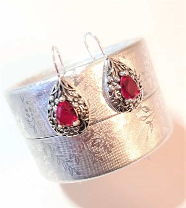 LJCE714 Red Tear Drop Earrings