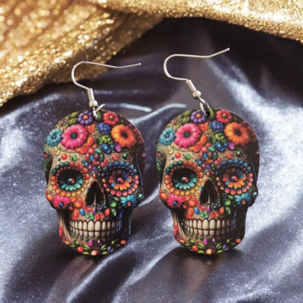 LJGG56 Multi Coloured Skull Earrings