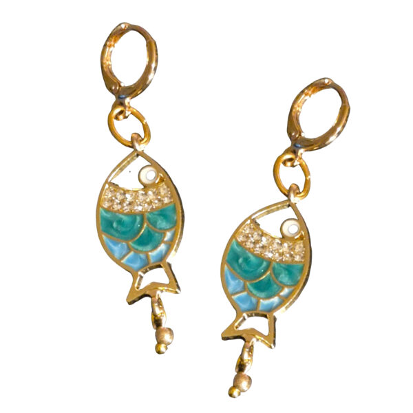 LJGE789 Green Fish Drop Earrings