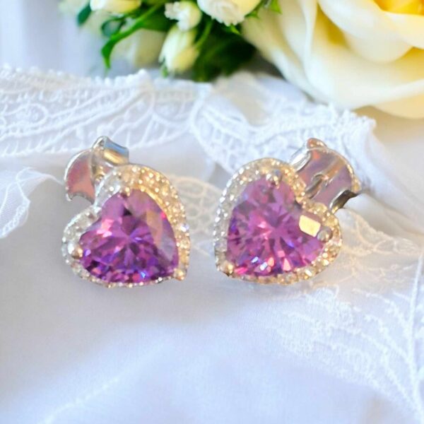 LJSSE3 Purple CZ Stud Earrings