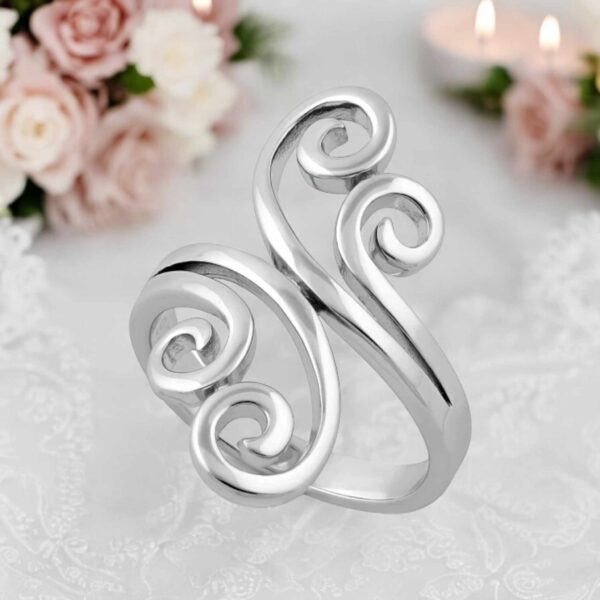 LJSSR46 Double Swirl Sterling Silver Ring