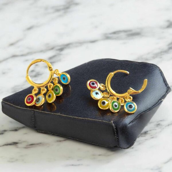 LJEEG32 Mixed Coloured Drop Evil Eye Earrings