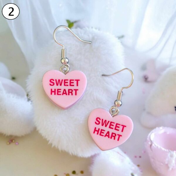 LJCE432 Pink Heart Earrings - Image 3