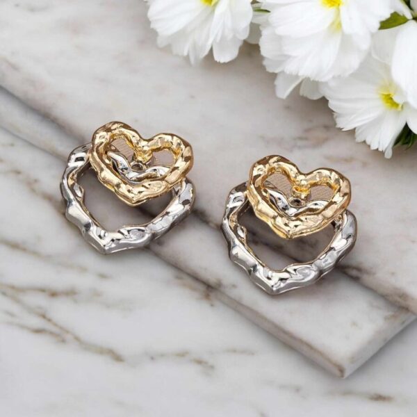 LJCE236 Double Heart Stud Earrings